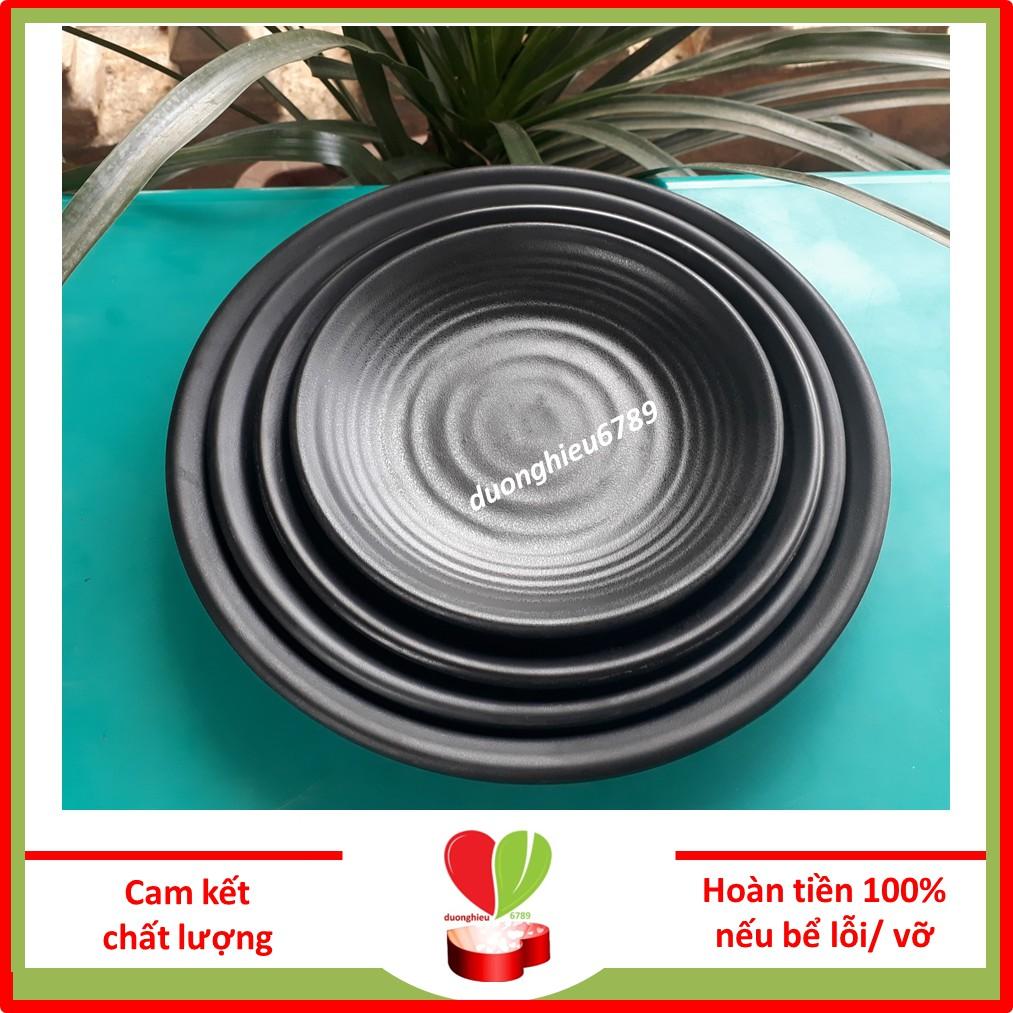 Đĩa Nhựa Phíp Tròn, Dĩa Melamine Dáng Tròn LJP Màu Đen Sang Trọng - Duonghieu6789