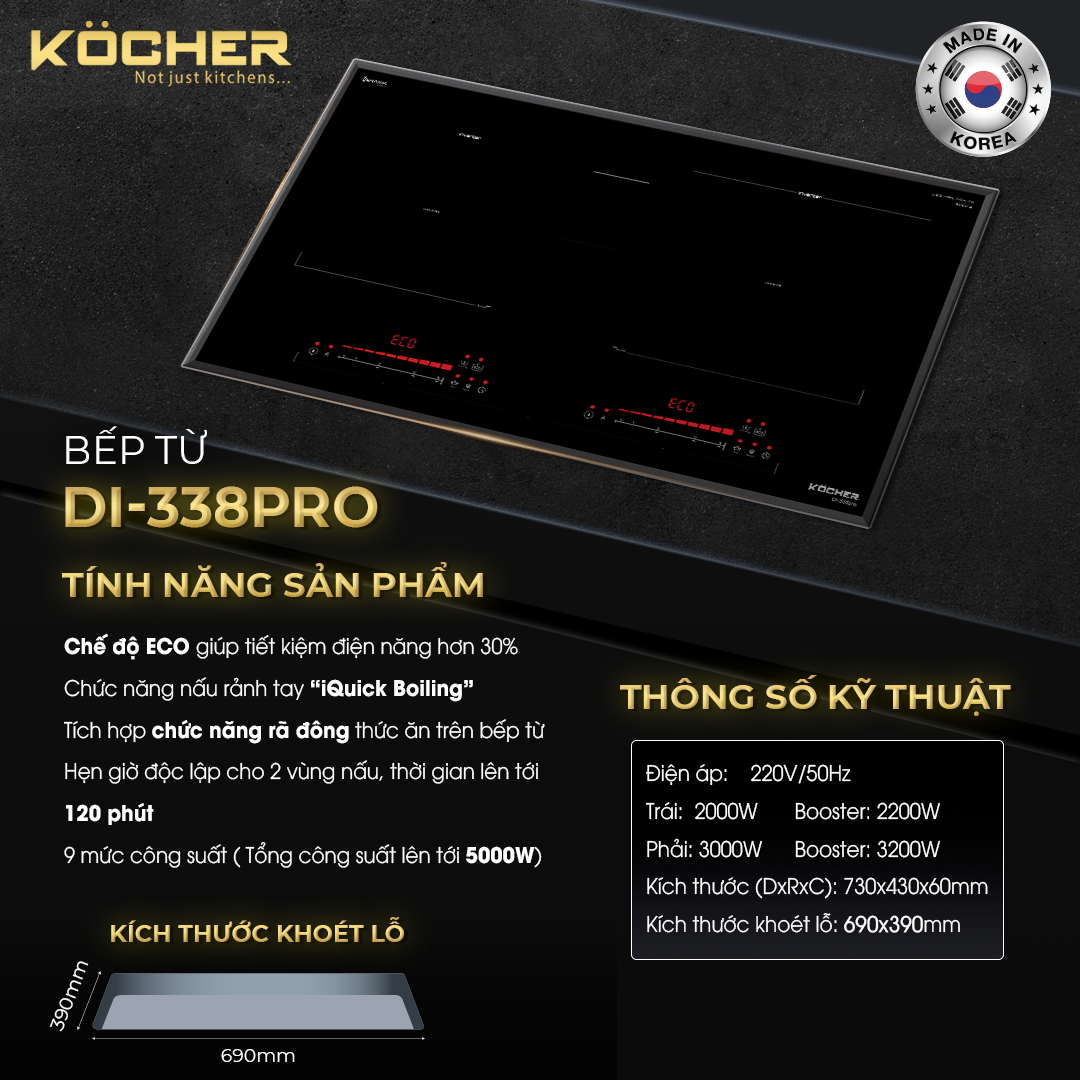 Bếp từ Kocher DI-338PRO - Hàng Chính Hãng