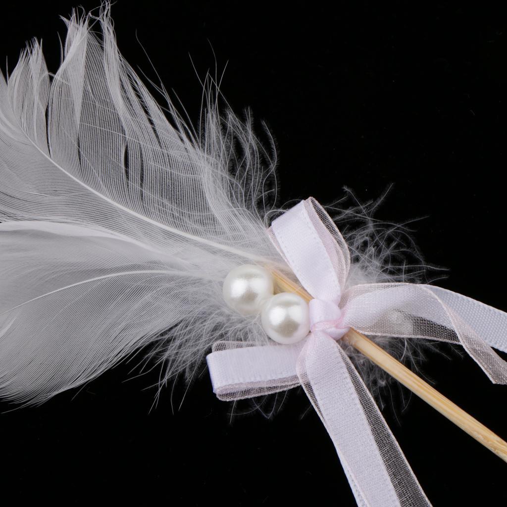 Cake Topper Insert Sticks with Feather Wedding Party Cake Decoration White