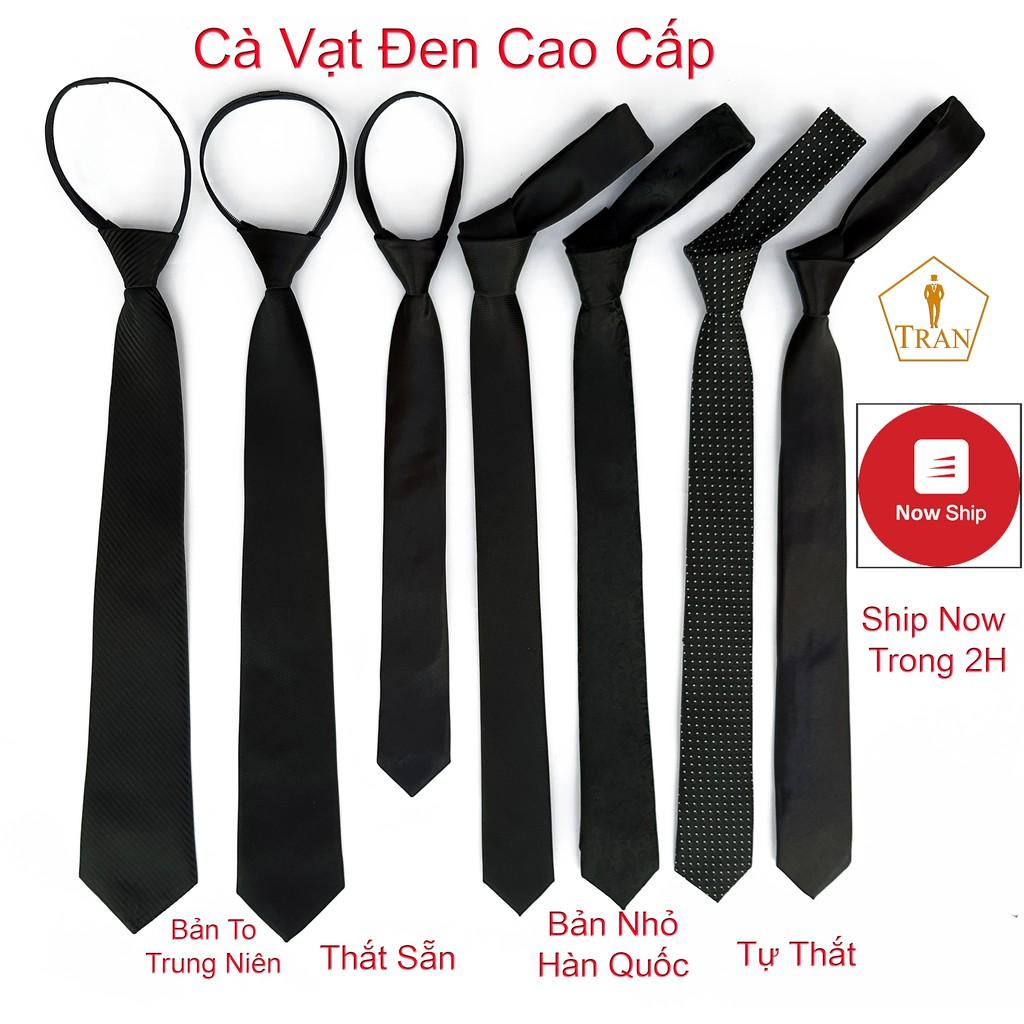 Cà Vạt, Caravat, Ca vat Đen Nam Bản Nhỏ, Bản To Cao Cấp