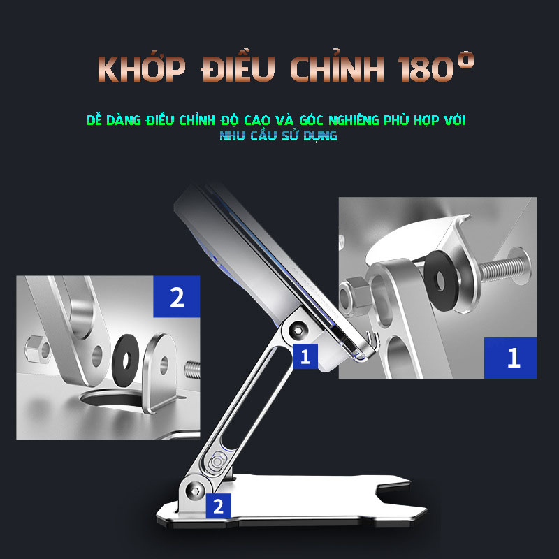 Giá đỡ để bàn X16 dành cho Máy Tính Bảng, IP, Mac có quạt tản nhiệt làm mát nhanh, chất liệu hợp kim nhôm cao cấp, chắc chắn tiện ích cho người sử dụng