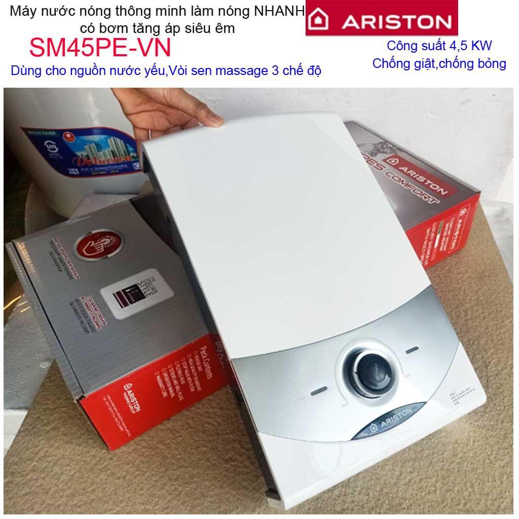 Máy nước nóng Ariston, máy nước nóng trực tiếp có bơm Ariston Aures SM45PE
