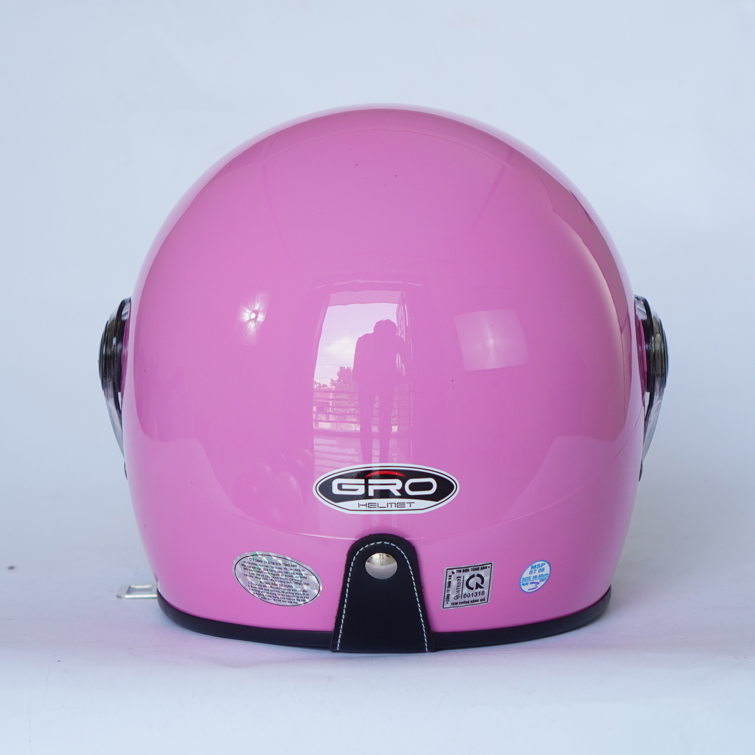 Mũ Bảo Hiểm 3/4 đầu Gro T818 có kính dài, kiểu dáng trẻ trung, khóa kim loại chắc chắn - Hồng Nhạt