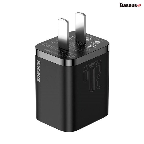 Bộ sạc nhanh, nhỏ gọn Baseus Super Si Quick Charger 20W dùng cho iPhone 12/iP11/XS Max (Type C, 20W/18W, PD/ QC3.0 Quick charger) - Hàng chính hãng