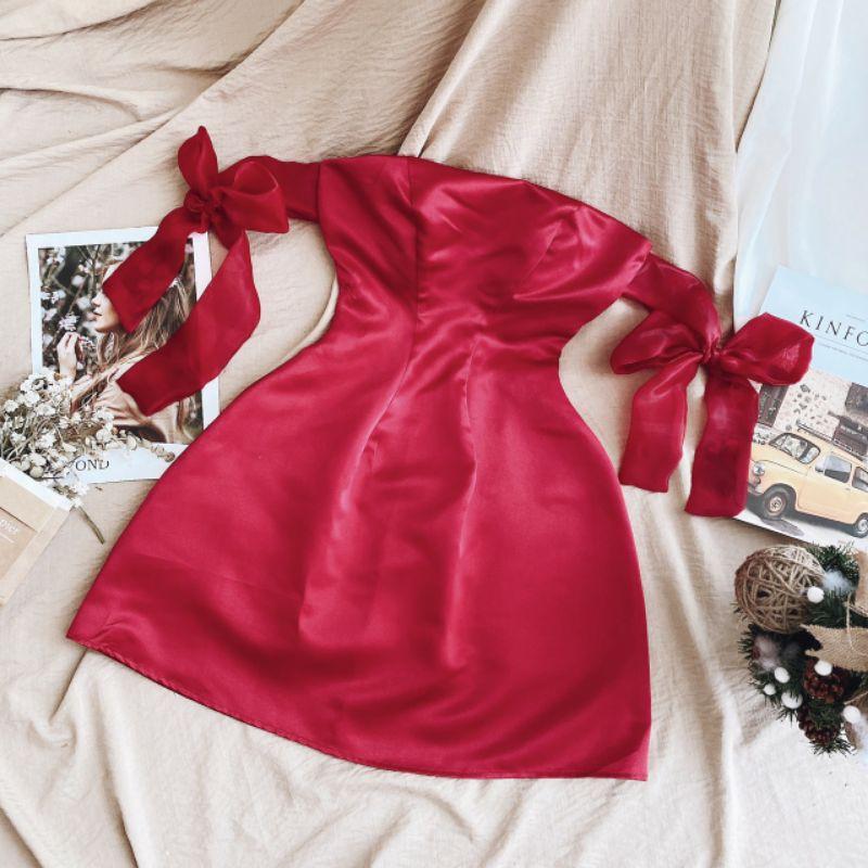 ĐẦM TRẮNG TRỄ VAI CÚP NGỰC TAY VOAN NƠ