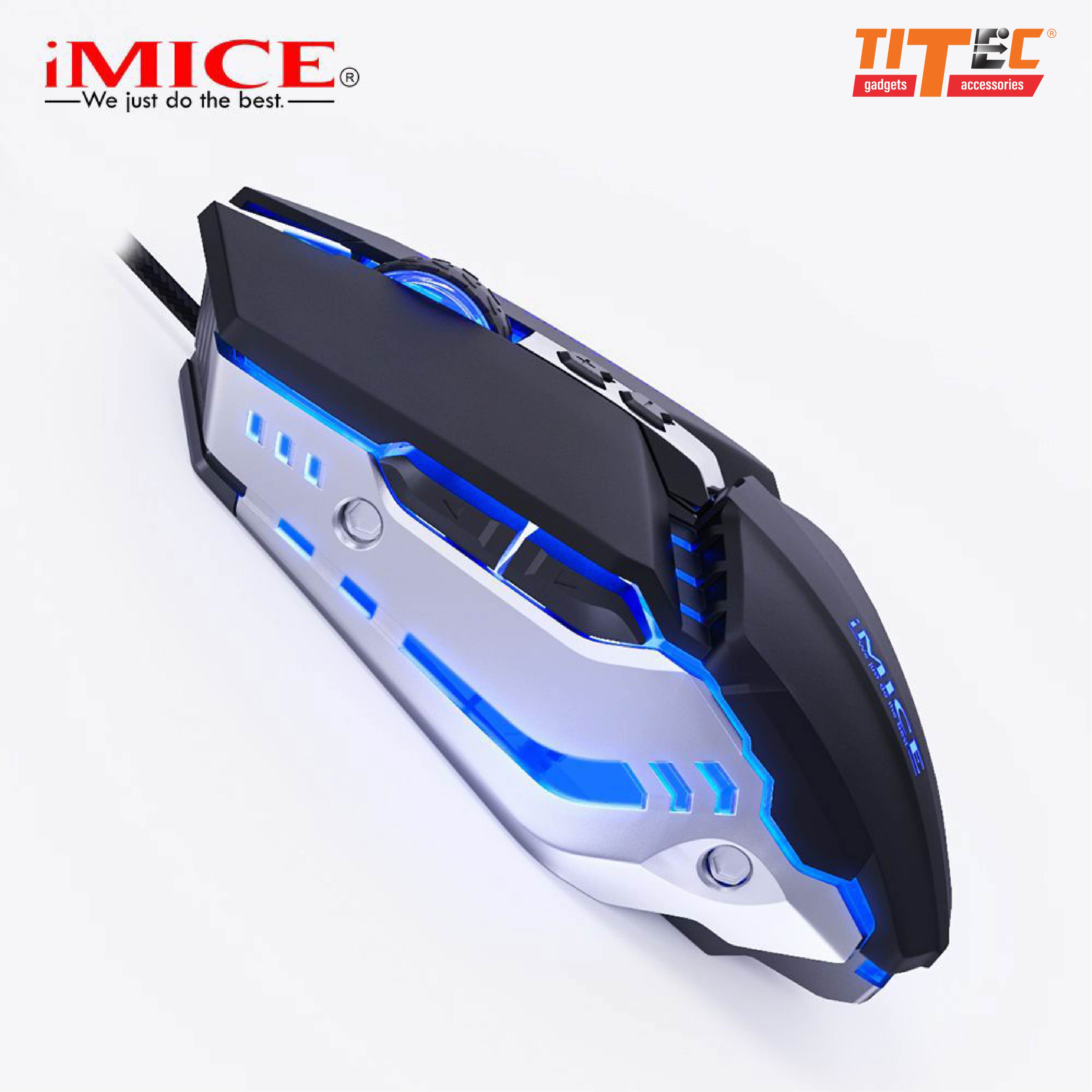 Chuột chơi game IMICE T80 kết nối USB dây dù dài 1m vỏ kim loại độ phân giải 1200/2400/3600DPI - hàng chính hãng