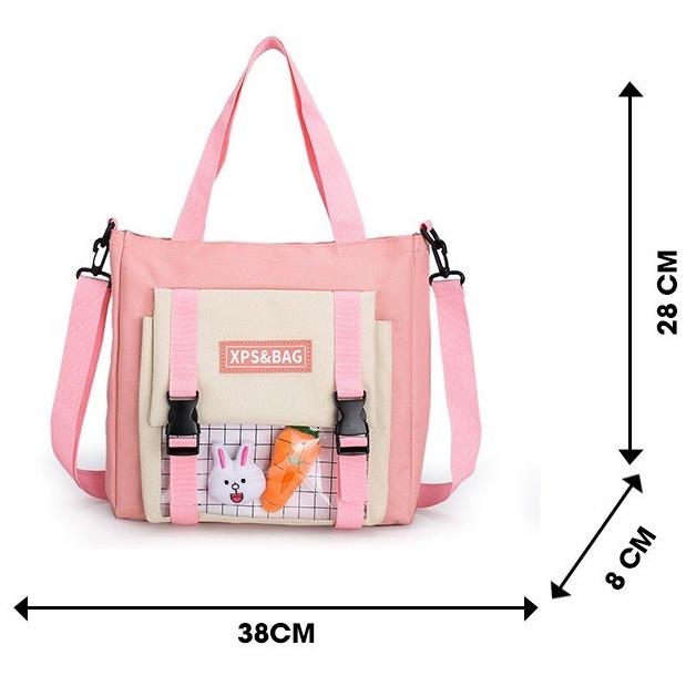 Túi đeo chéo SAM CLO mini bag canvas thời trang Hàn Quốc ULZZANG kèm phụ kiện dễ thương, đi chơi, đi học XPS&amp;BAG