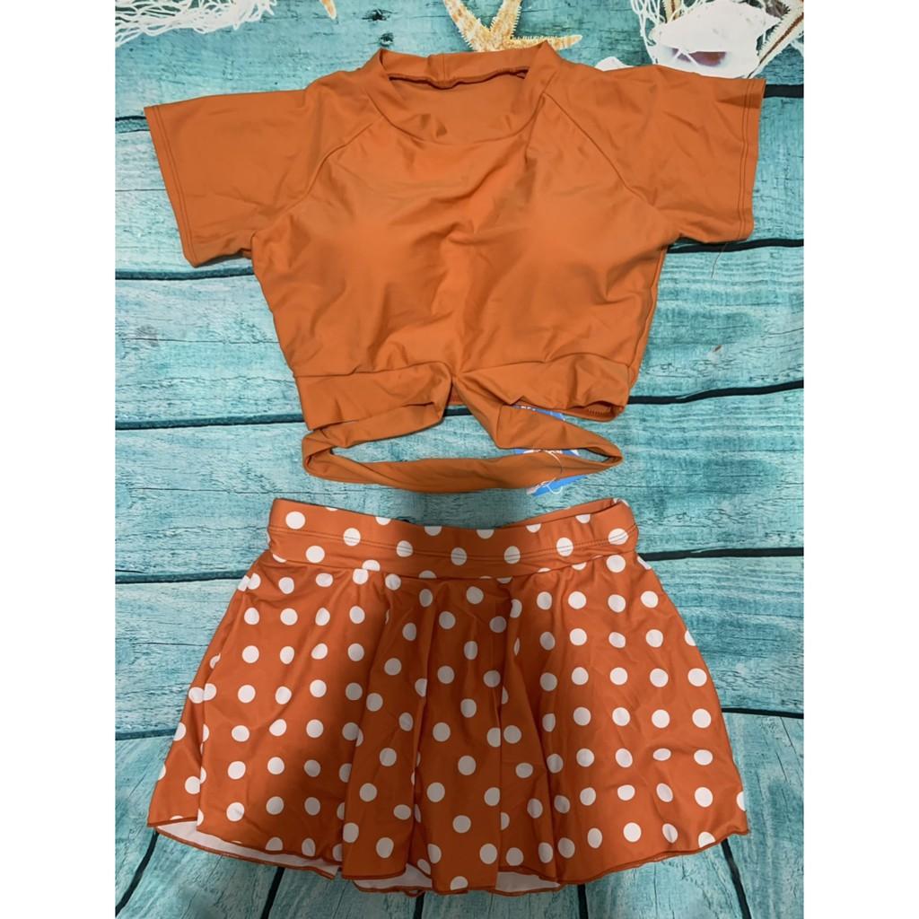 Bikini 2 Mảnh Dạng Váy, Đồ Bơi Nữ Đẹp (Chấm bi Cam)