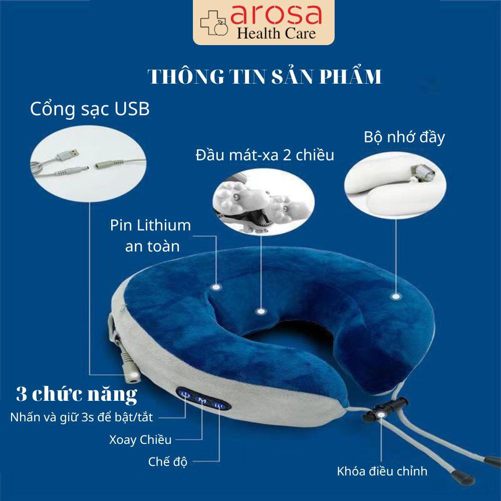 Gối Mát-Xa Cổ Vai Gáy Chữ U, Mát-xa Hồng Ngoại, Giúp Giảm Đau Nhức, Hỗ Trợ Trị Liệu, Bảo Hành 12 Tháng