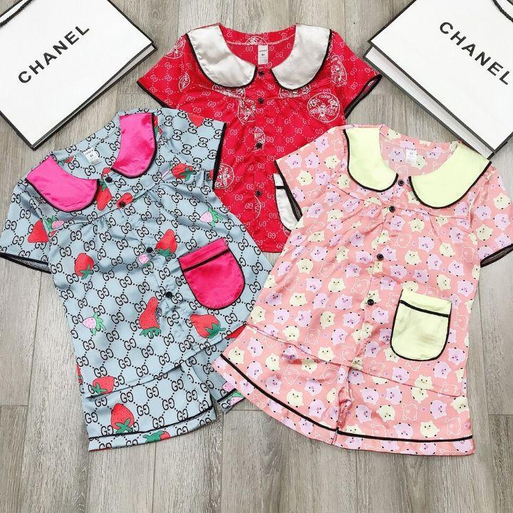 Bộ pijama bé gái size 20-40kg vải lụa