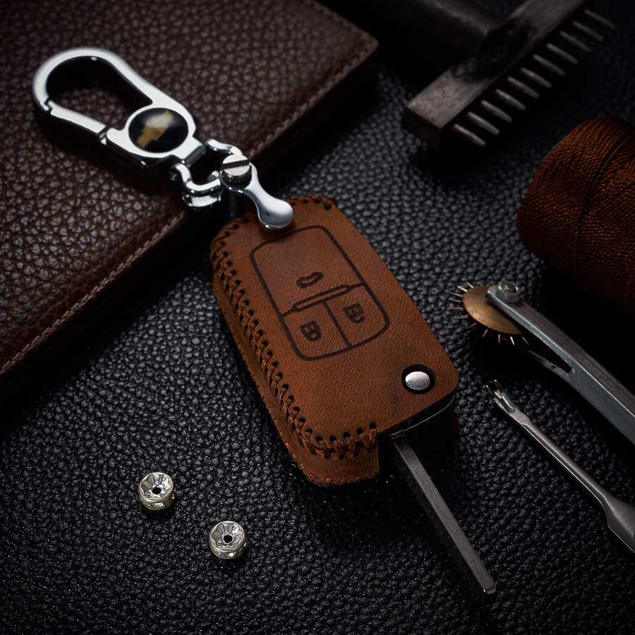 Bao Da Chìa Khóa dành cho Ô Tô Chervrolet Cruze 3 nút da bò sáp dạng hộp