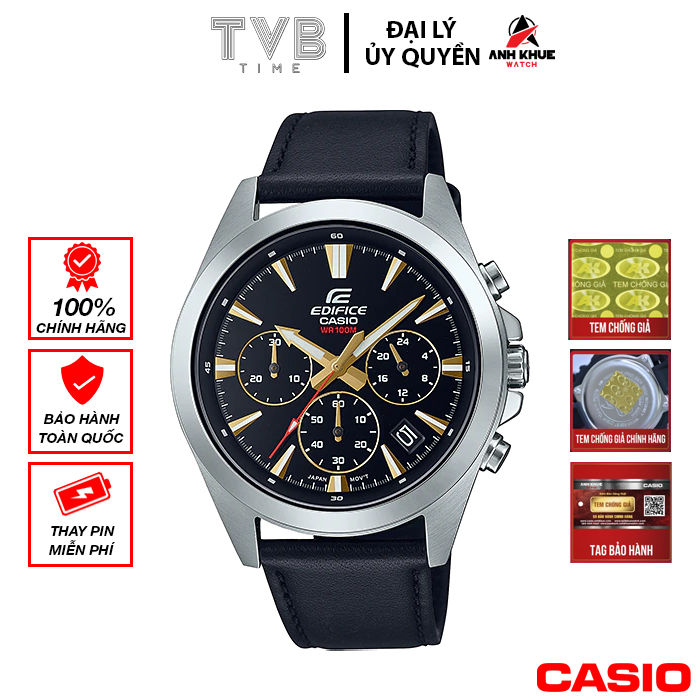 Đồng hồ nam dây da Casio Edifice chính hãng EFV-630L-1AVUDF (43mm)