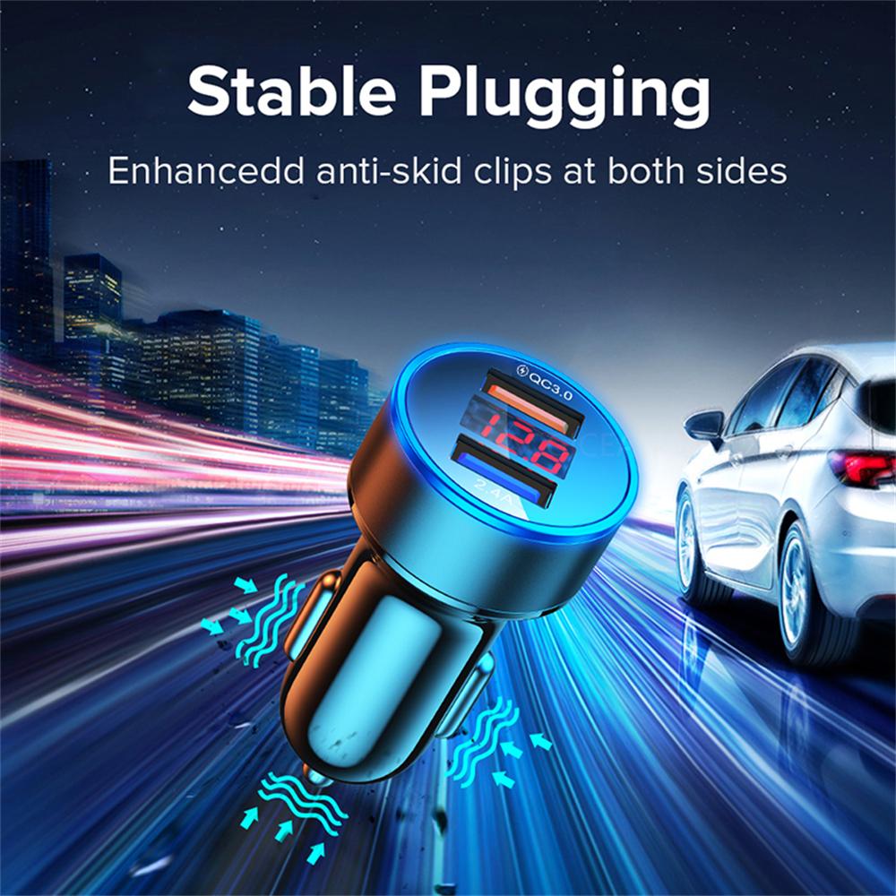 2.4A QC3.0 2 Bộ sạc xe USB 12-24V LED Bộ điều hợp xe kỹ thuật số SOCKET