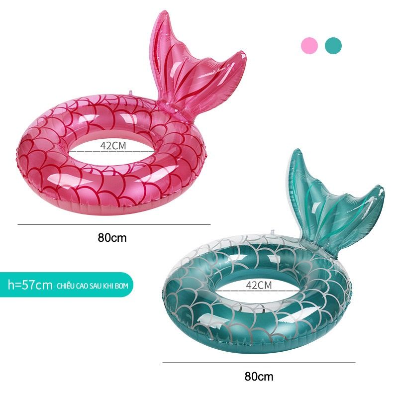 Phao bơi tròn đuôi cá PVC 80cm