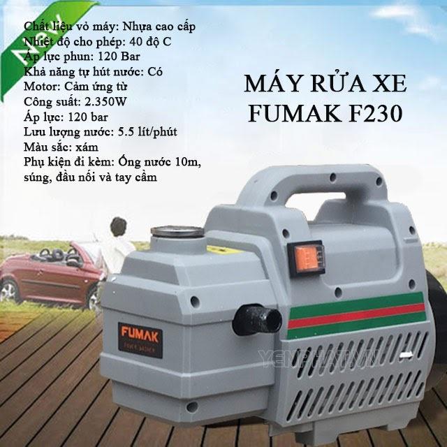 Máy Rửa Xe Áp Lực Cao Fumak F-230 Nhật Bản - Máy Rửa Xe Gia Đình Ô Tô Xe Máy Chính Hãng - Hàng Chính Hãng