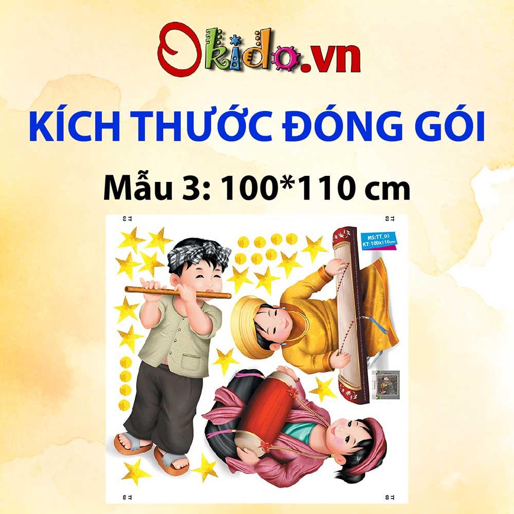 DECAL TRANG TRÍ TẾT TRUNG THU 2023 BÉ VUI CHƠI ĐÀN CÙNG LÂN ĐÓN CHỊ HẰNG