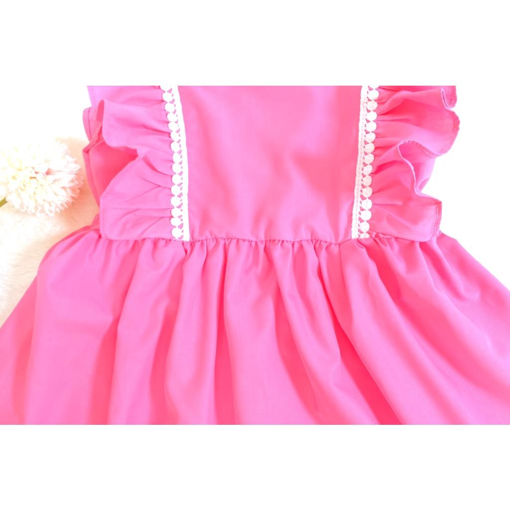 Đầm bé gái,váy trẻ em , hồng phối zen xinh xắn size 0 đến 8 tuổi.