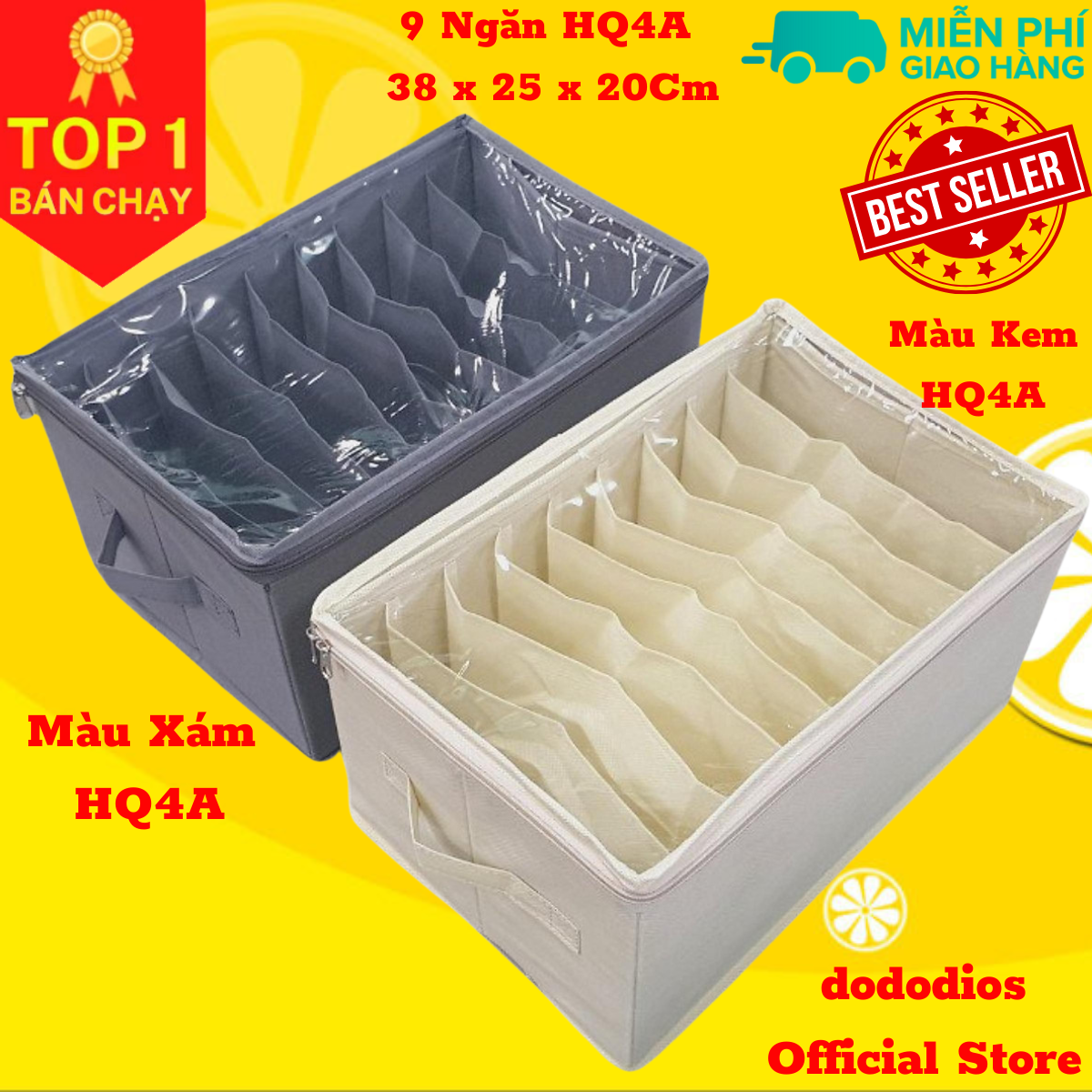 Combo2 Hộp vải chia 7, 9, 11, 12 ngăn đựng quần áo đồ lót đa năng túi đựng quần jean áo len thun thu đông gấp gọn tiện lợi