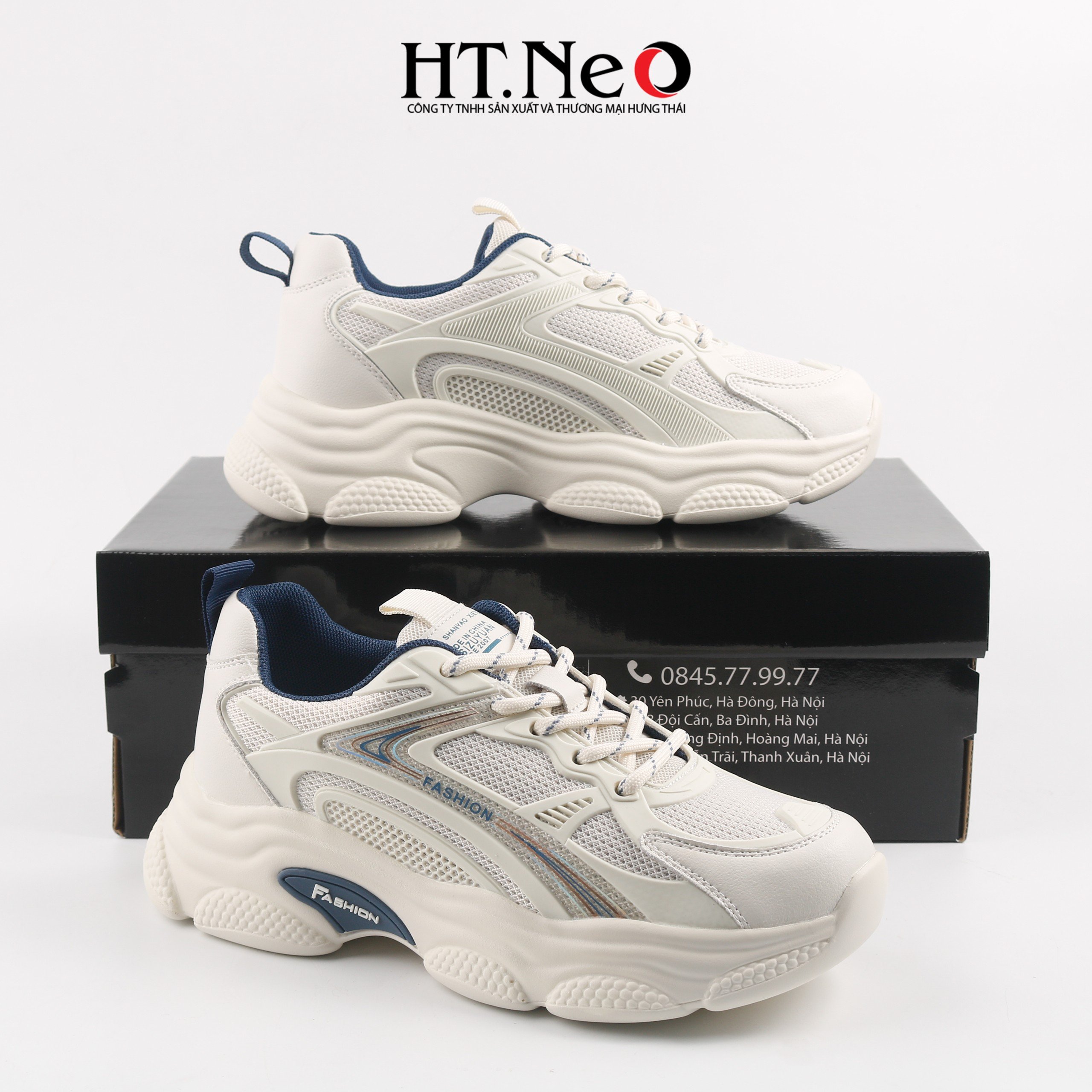 Giày thể thao, giày sneaker nữ đế cao su đúc, đế cao, chất liệu da kết hợp vải lưới, kiểu dáng trẻ trung, đi êm chân, thoải mái TTN14