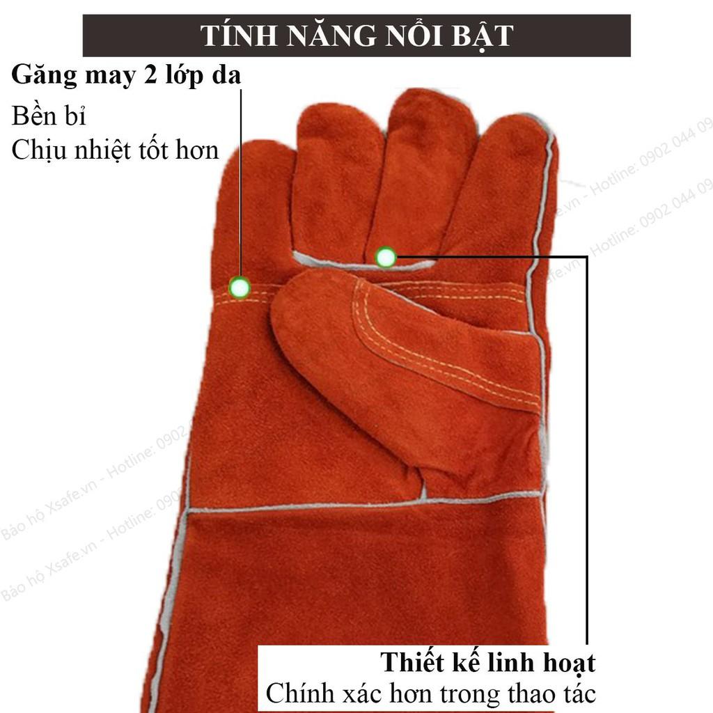 Găng tay da hàn Woksupas EW009 Bao tay hàn da bò, chống cháy, chịu nhiệt, tia lửa văng bắn, lớp lót cotton chống hầm bí