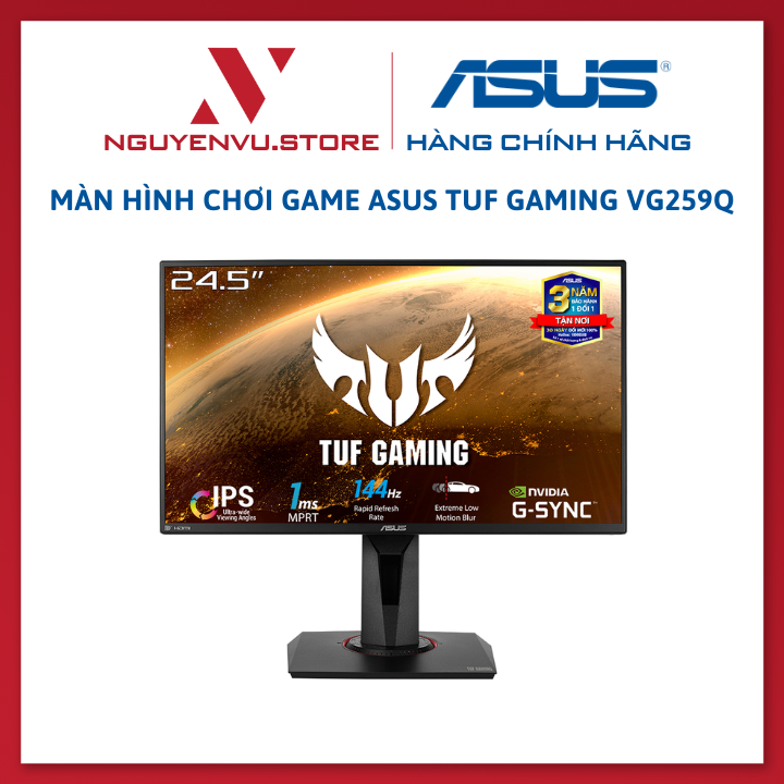 Màn Hình Chơi Game ASUS TUF Gaming VG259Q 24.5 inch Full HD (1920x1080), 144Hz, IPS, Extreme Low Motion Blur, Adaptive-sync, 1ms (MPRT) - Hàng Chính Hãng