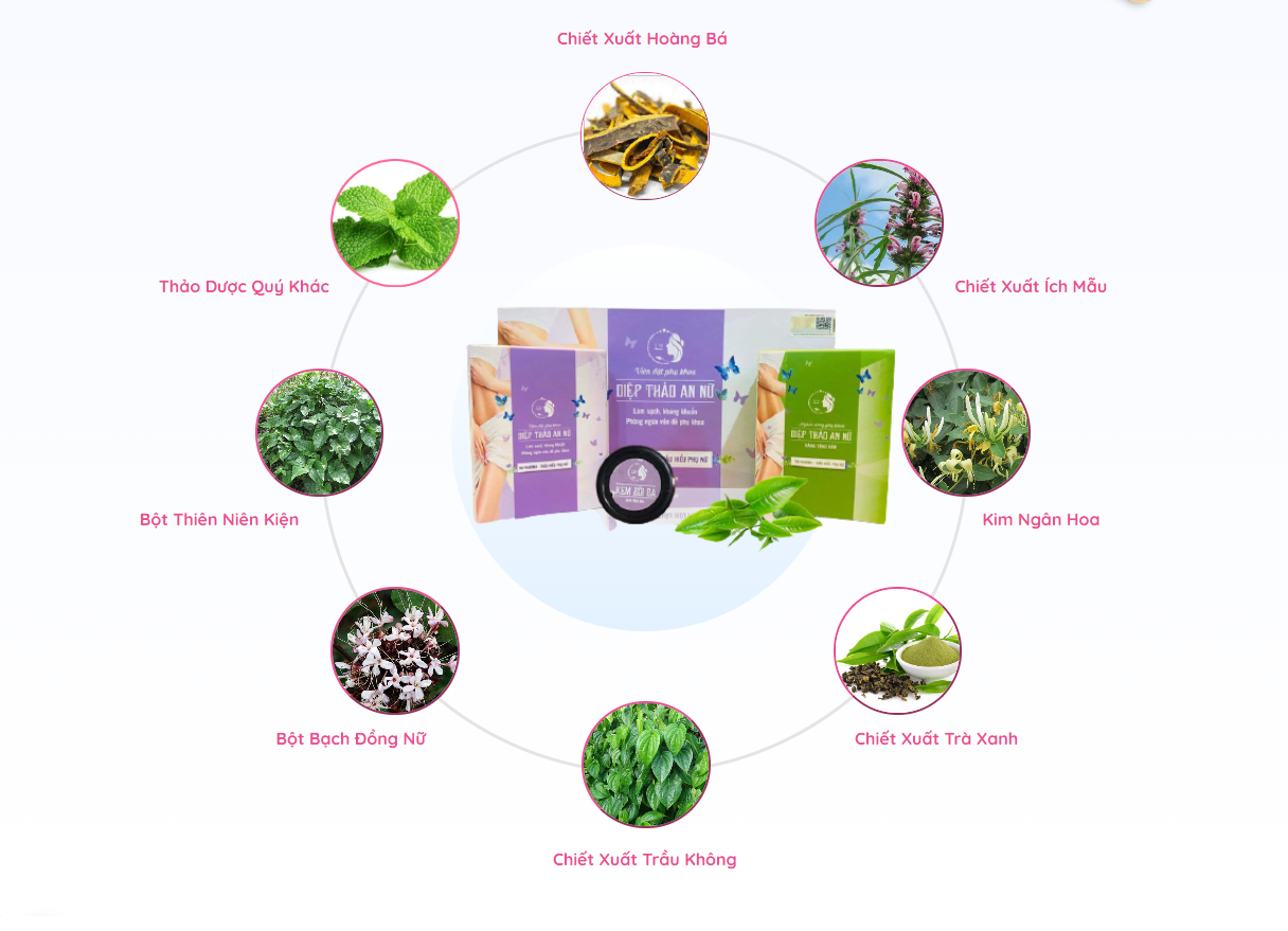 Diệp Thảo An Nữ TM PHARMA giúp làm sạch, kháng khuẩn phòng ngừa vấn đề phụ khoa
