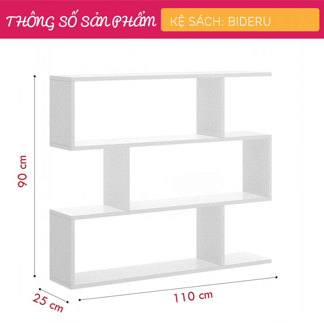 Giá sách đẹp treo tường gỗ MDF SMLIFE Bideru