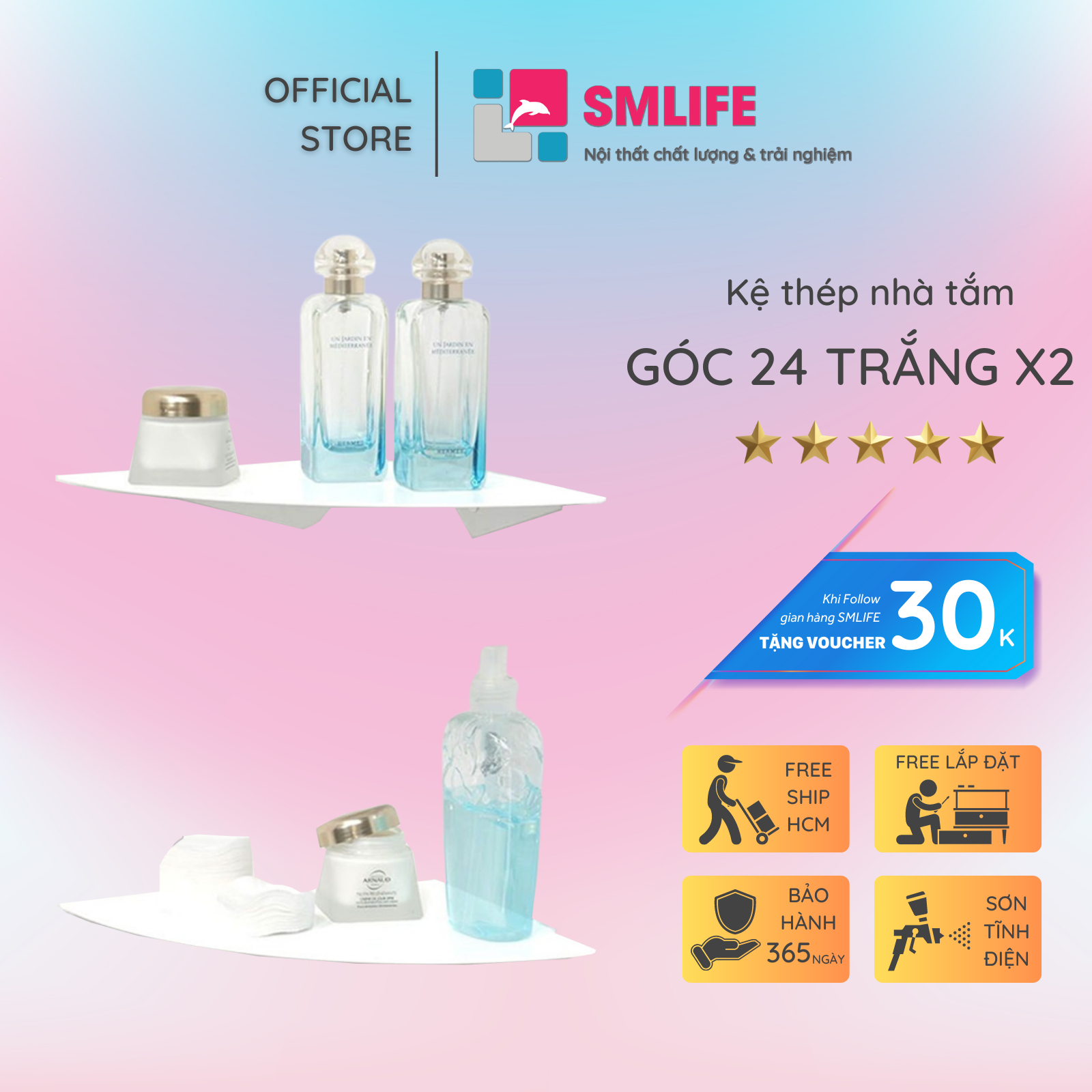 Kệ góc tường nhà tắm 24 (set 2)