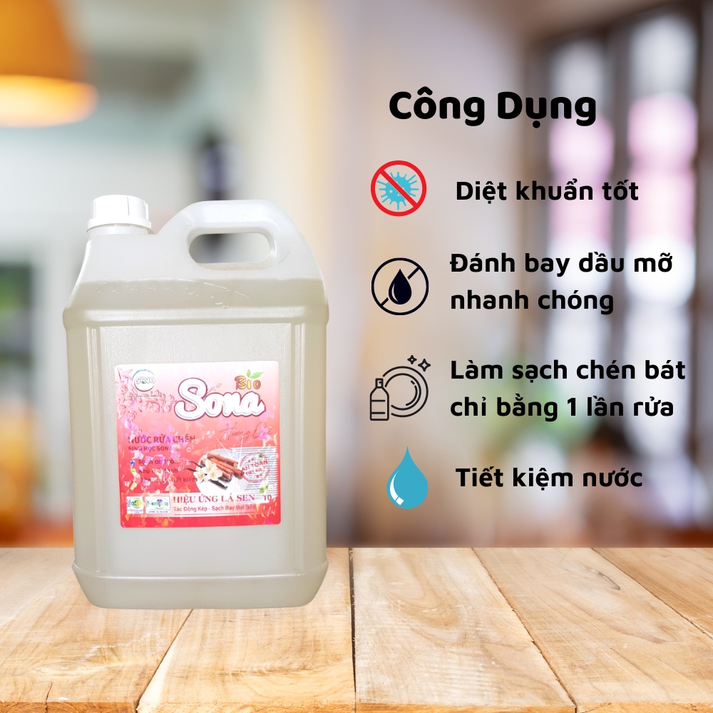 Nước rửa chén sinh học Sona hương quế 10kg