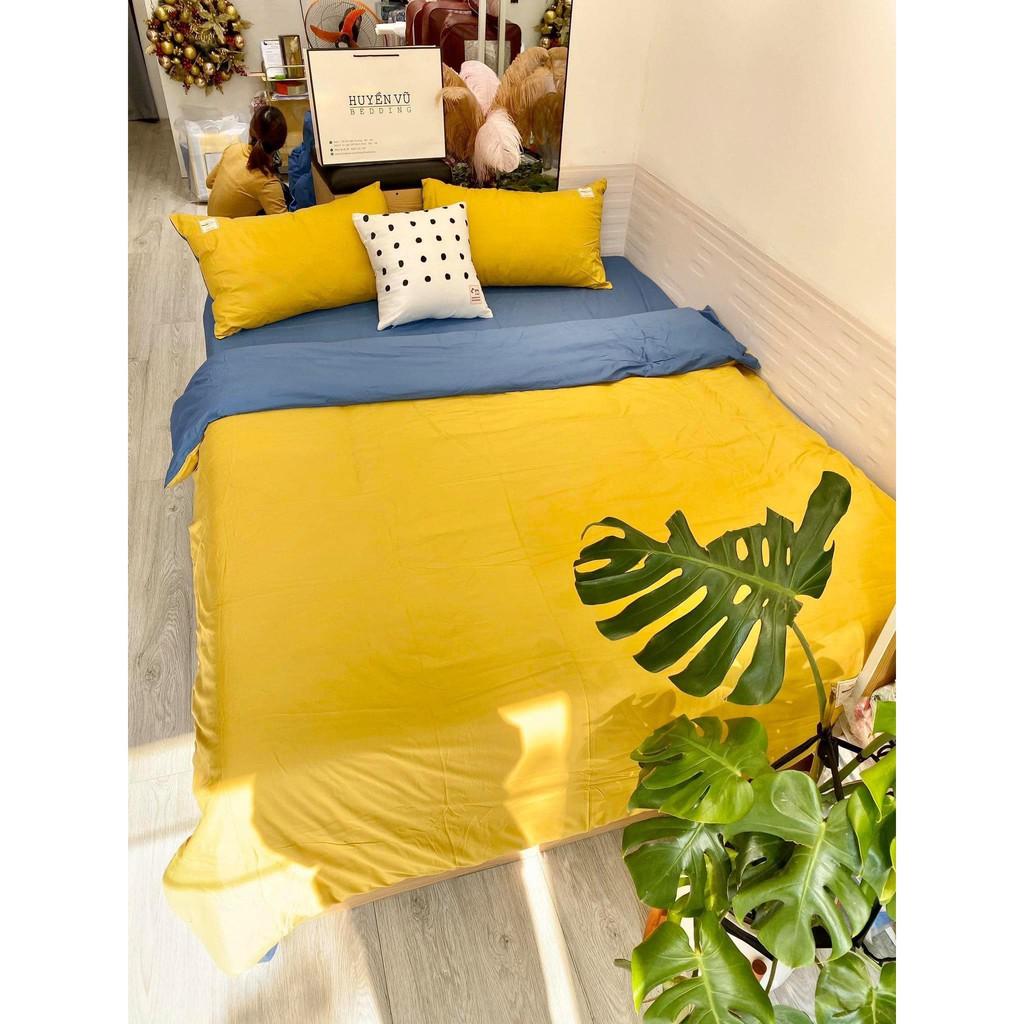 Bộ chăn ga gối cotton TC màu đỏ pha ghi