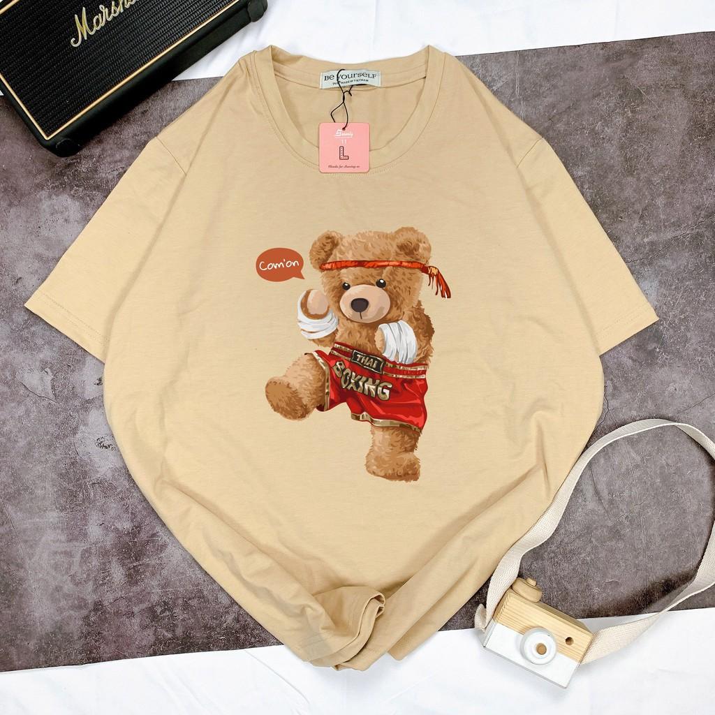 Áo thun tay ngắn nam nữ unisex size M L XL - Boxing Bear