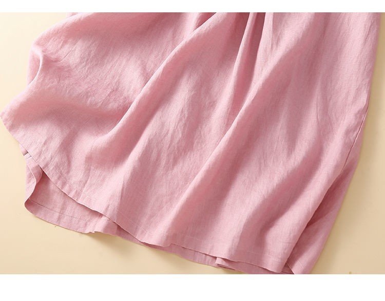 Đầm babydoll linen, đầm sơ mi nữ thiết kế nhún eo tạo độ xòe, phong cách thanh lịch, nhã nhặn, đầm chính hãng Đũi Việt Dv158 Hồng