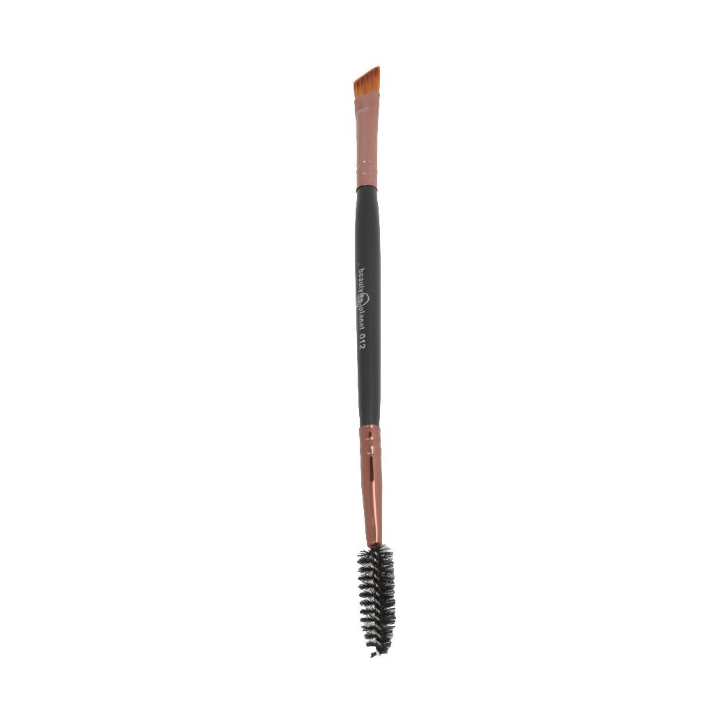 Cosmetic Makeup Wood Handle Double Eyebrow Brush + Eyebrow Comb Black