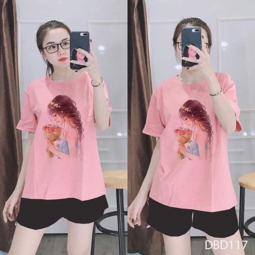 ĐỒ BỘ THUN ĐÙI IN CÔ GÁI THỜI TRANG TÙY CHIỀU CAO