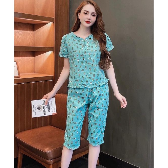 Đồ bộ mặc nhà mẫu lửng, chất kate hàn