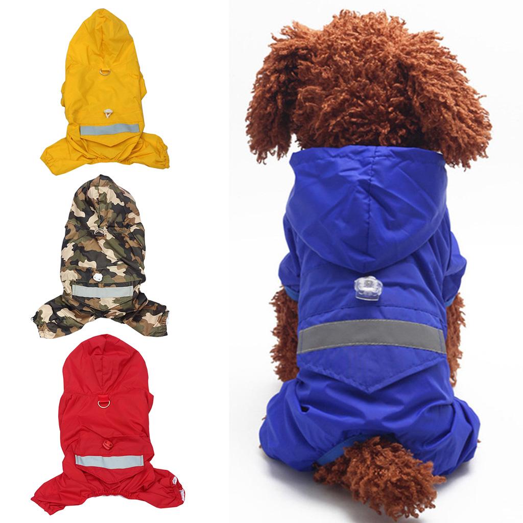 Fashion Dog Raincoat Jacket Pet Waterproof Reflective Rain Coat Hooded Clothes Apparel 4 COLORS 6 SIZES