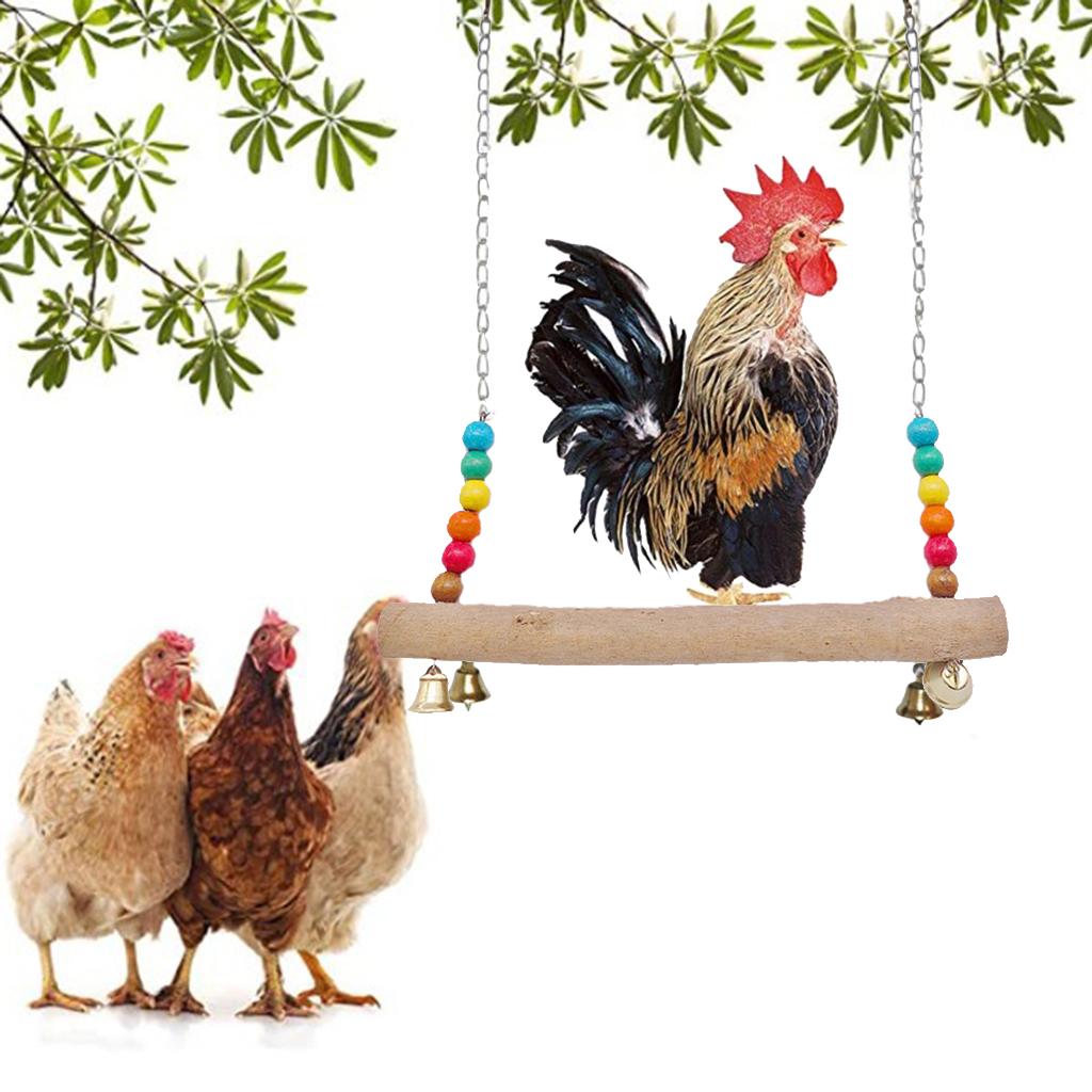 Pet Chicken Swing Toys Wooden Birds Stand Perch Parrot Chew Toys for Hens Large Bird Parrot Macaw Training