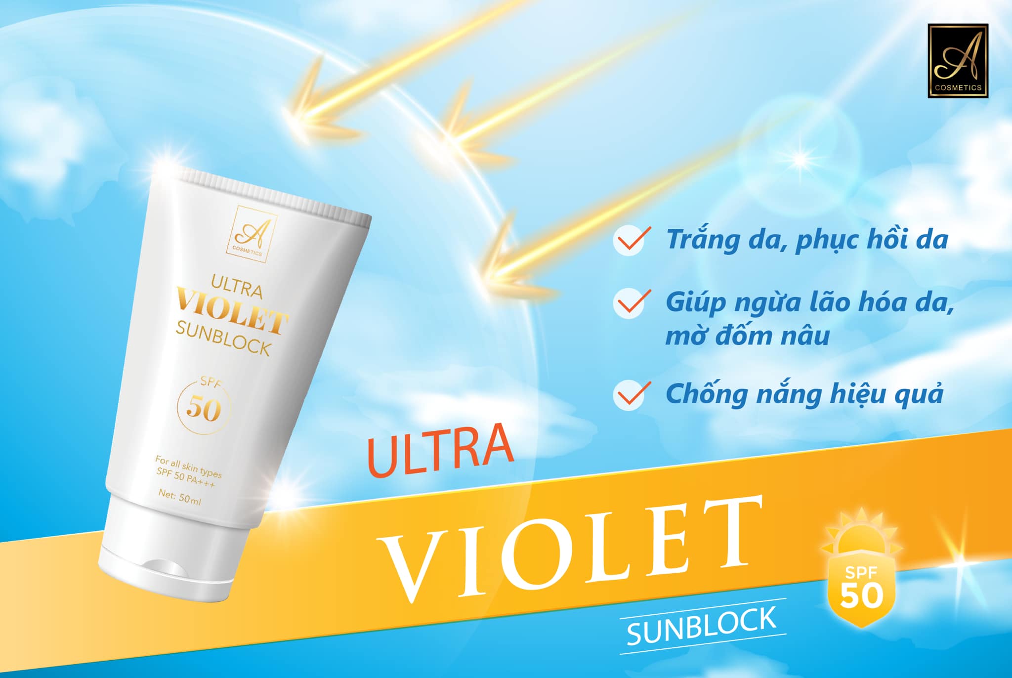 [Chính Hãng] kem chống nắng A cosmetic ultra violet sunblock mỹ phẩm Phương Anh