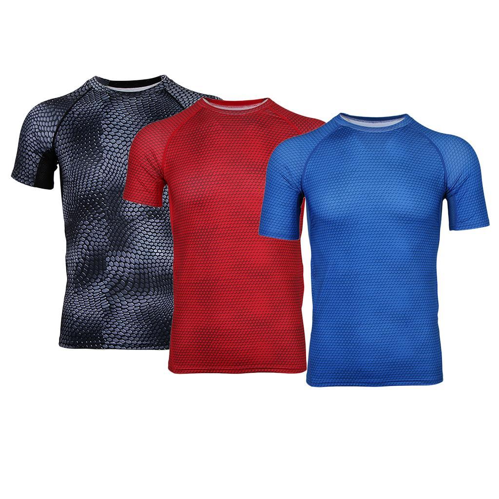 Men's Short Sleeve Running Fitness Workout Compression Base Layer T-Shirt