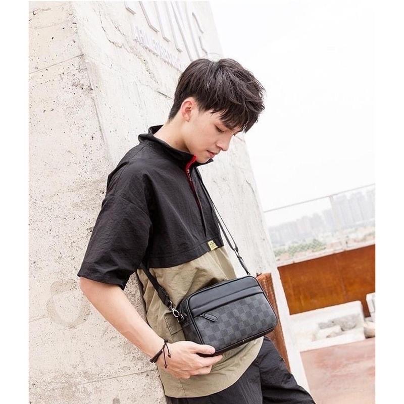 Túi đeo chéo nam đẹp caro da mềm chống nước hàng đẹp thời trang cao cấp giá rẻ TĐCN540
