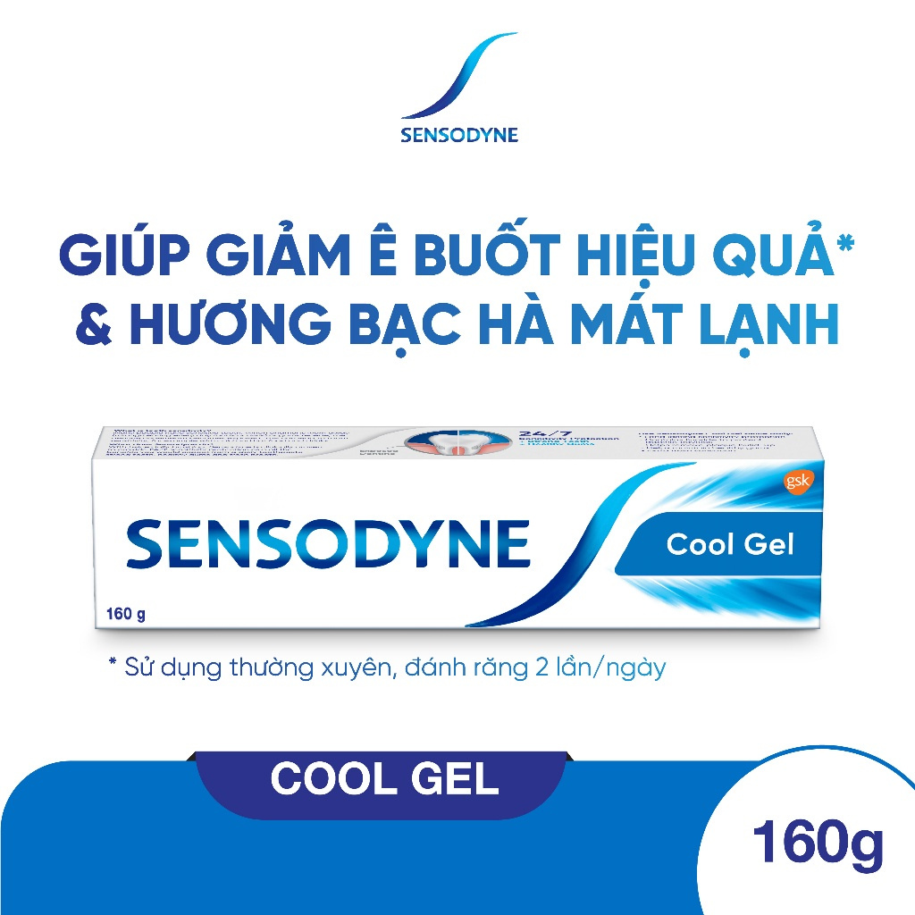 Bộ 2 Kem Đánh Răng Sensodyne Cool Gel 160g/tuýp + Vỉ 2 Bàn Chải Sensodyne Sensitive Extra Soft