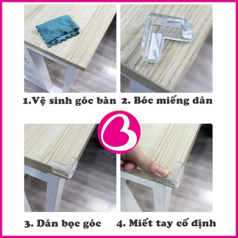 Set 4 miếng silicon bịt chụp góc bàn bảo vệ an toàn cho bé