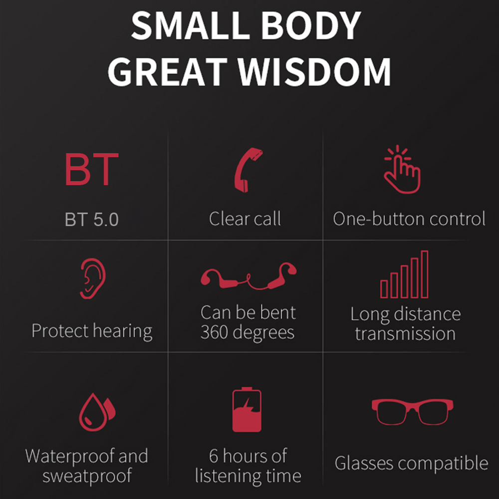Tai nghe không dây Bluetooth 5.0 A9 Bone Conduction, Tai nghe thể thao IP56 Chống mồ hôi