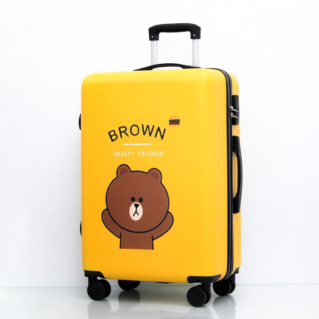 Vali Tay Kéo Nhôm Vỏ Nhựa In Hình Gấu Brownie Line Friends Cute Phô Mai Que Size 20 24 26