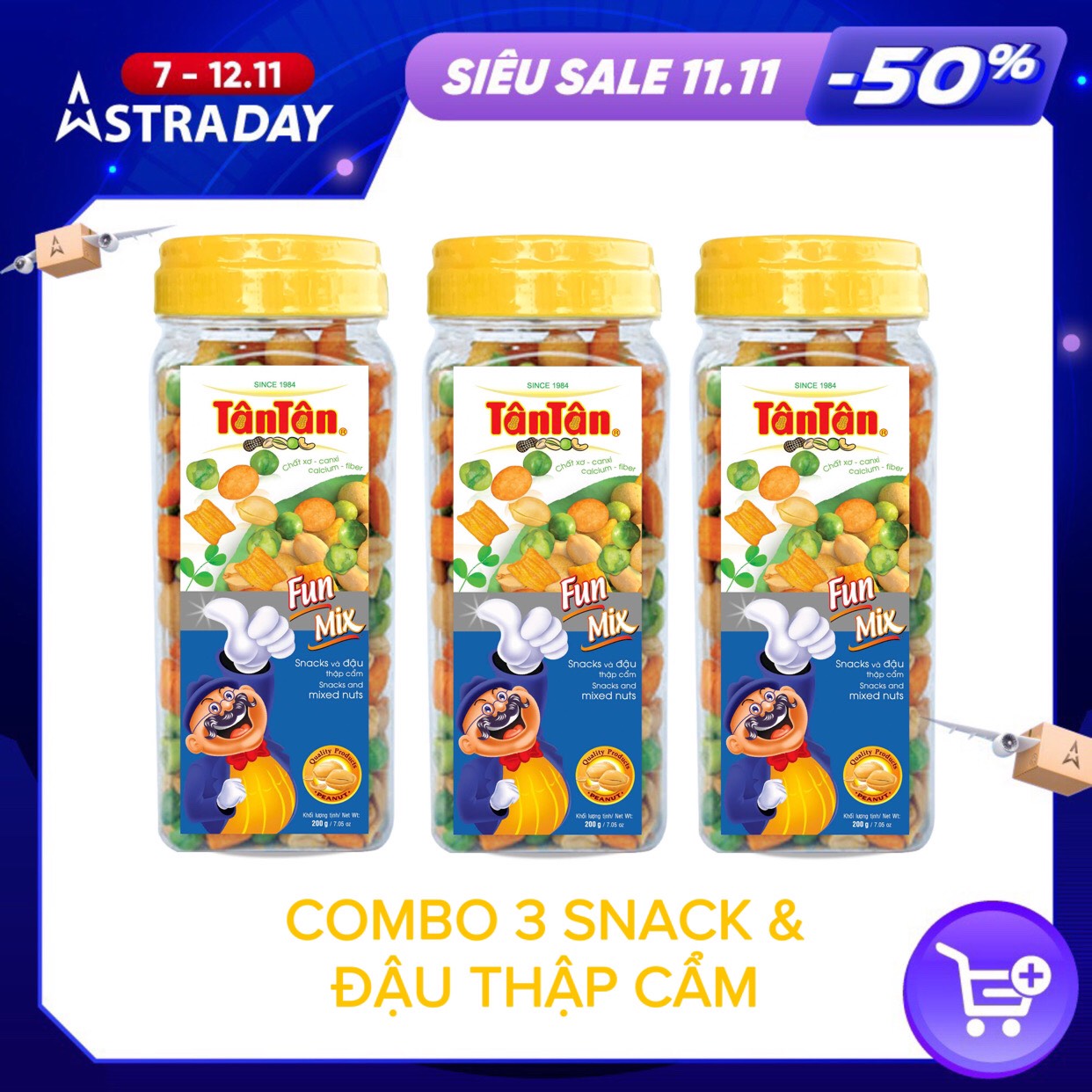 Combo 3 Hũ Snack và Đậu Thập Cẩm Tân Tân - (200g x3) - GIÁ TỐT