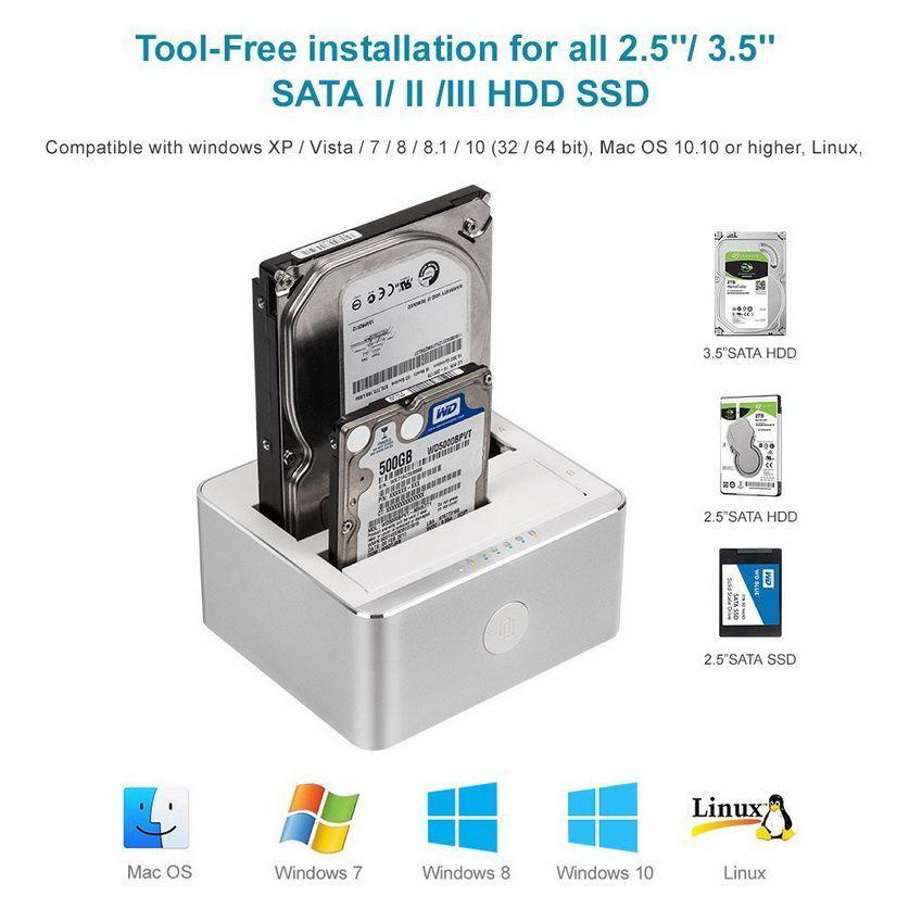 Đế đọc ổ cứng HDD Dock 2.5/3.5 SATA USB 3.0 Unitek hàng chính hãng (Y - 3026) - HÀNG CHÍNH HÃNG