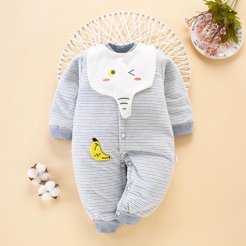 Quần áo trẻ em mùa đông Bộ bodysuit cotton trần bông có yếm tháo rời cho bé trai bé gái 2021