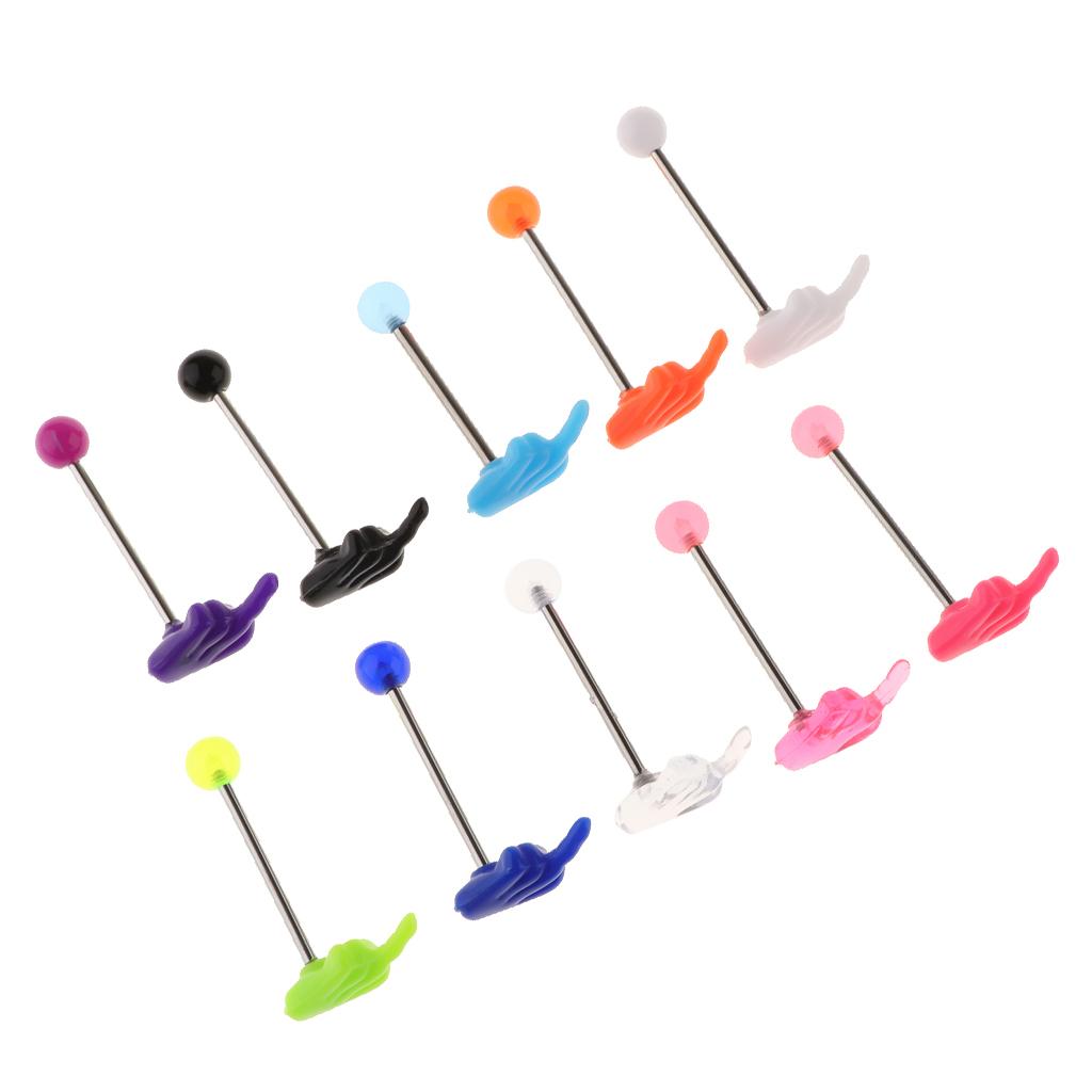 10Pcs Stainless Steel Lip Chin Labret Bar Tongue Ring Stud Tragus Piercing