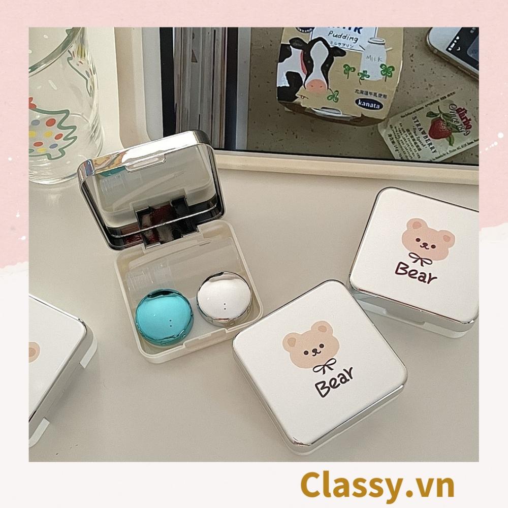 Hộp đựng kính áp tròng Classy hình con gấu, 1 khay đựng lens, có gương soi PK1298