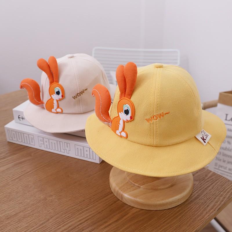 Mũ vành tròn hình chú sóc con mũ rộng vành đội mùa hè rất xinh cho bé từ 8 tháng đến 3 tuổi